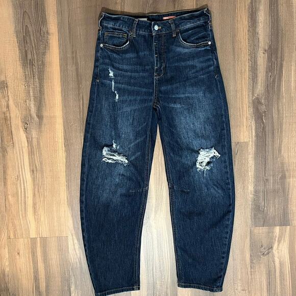 Pilcro Denim - Pilcro Anthropologie The Bow Boyfriend Jeans Women’s Sz 27 Distressed Barrel